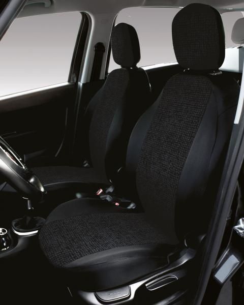 Cora Custom Front Seat Covers Fiat 500X-500L Black Mosaic Cotton Blend Fabric