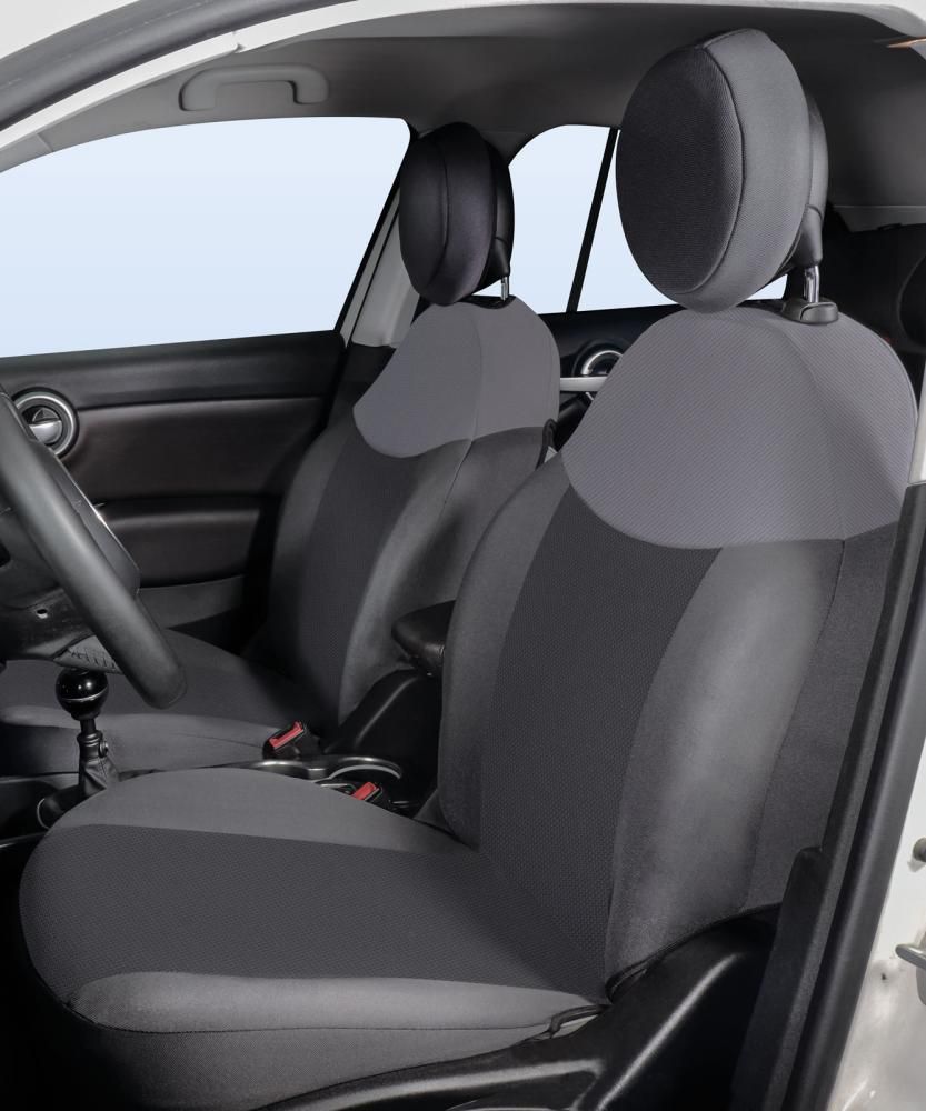 Cora Juego completo de fundas de asientos personalizadas para Fiat 500X en tejido antracita/gris plomo