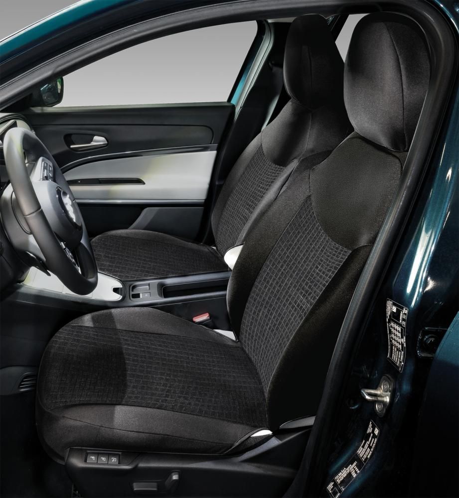 Cora Coprisedili anteriori personalizzati Fiat 600 23> tess. misto cotone nero/mosaico nero
