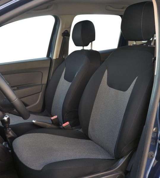Cora Complete set of custom seat covers for DACIA Duster 10> black striped fabric