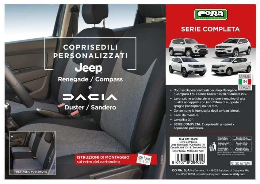 Cora Complete set of custom seat covers JEEP Renegade 14>/Compass 17>, DA