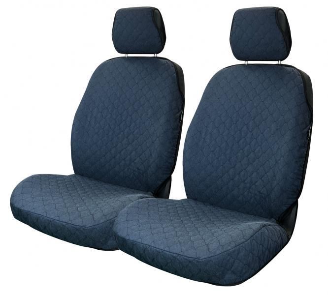 Fundas de asiento delantero Cora Rapid, tamaño universal, tejido de algodón acolchado, azul fuerza aérea