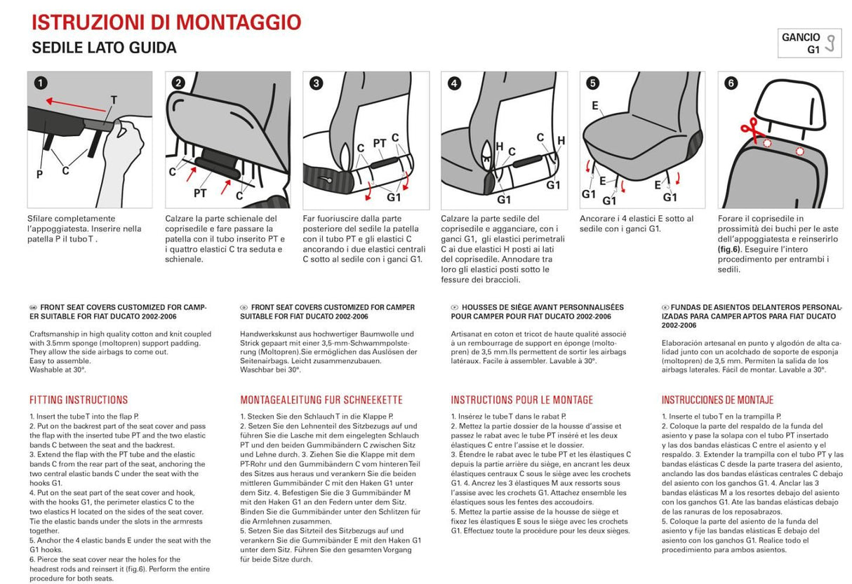 Coprisedili Anteriori per Ducato Van/Camper X244 (2002-2006) Apollo/ Avio Cora