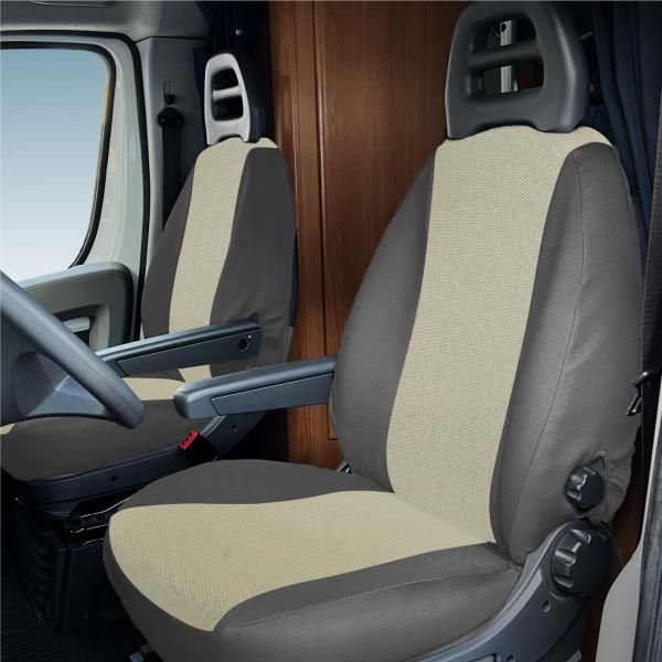 Fundas de asientos delanteros Cora para furgoneta/camper Ducato X244 (2002-2006) Ron Crema