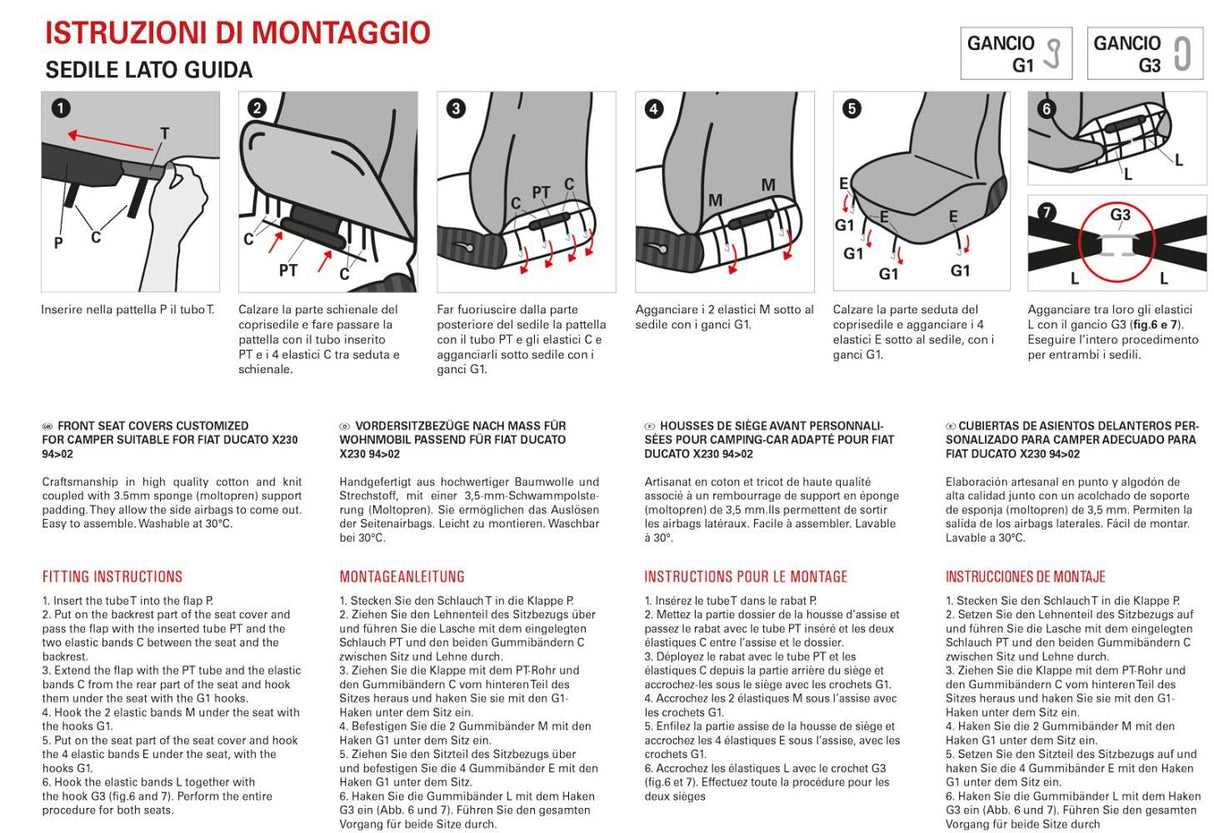 Cora front pair Ducato-Camper X230 (1994-2002) Diago Piombo