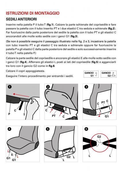 Cora Coprisedili anteriori Espresso Restyle tg. speciale tessuto misto cotone trapuntato antracite/nero