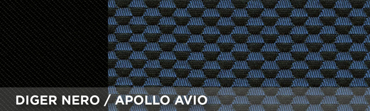 Fundas de asiento delantero Cora Fast&Smart, tamaño mediano, tela de mezcla de algodón azul militar/negro