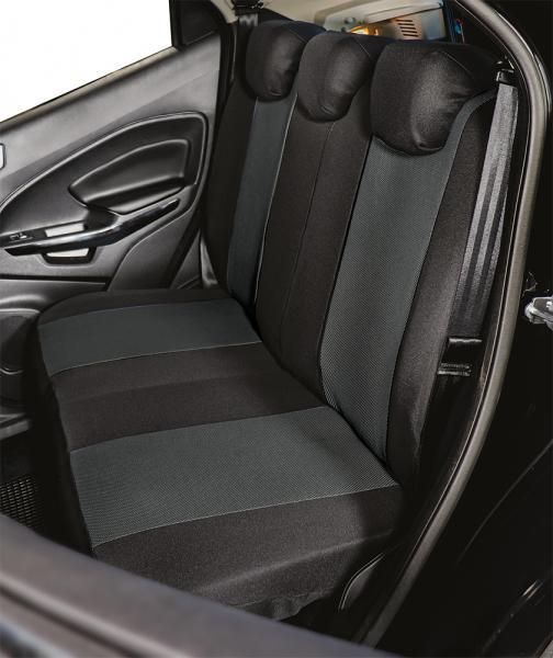 Serie completa de fundas de asiento Cora Fast&Smart, tamaño mediano, tejido de mezcla de algodón antracita/negro