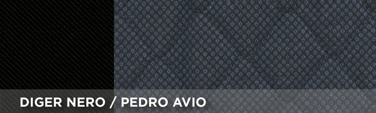 Fundas para asientos delanteros Cora Centauro, tamaño universal, tejido de mezcla de algodón acolchado, azul fuerza aérea/negro