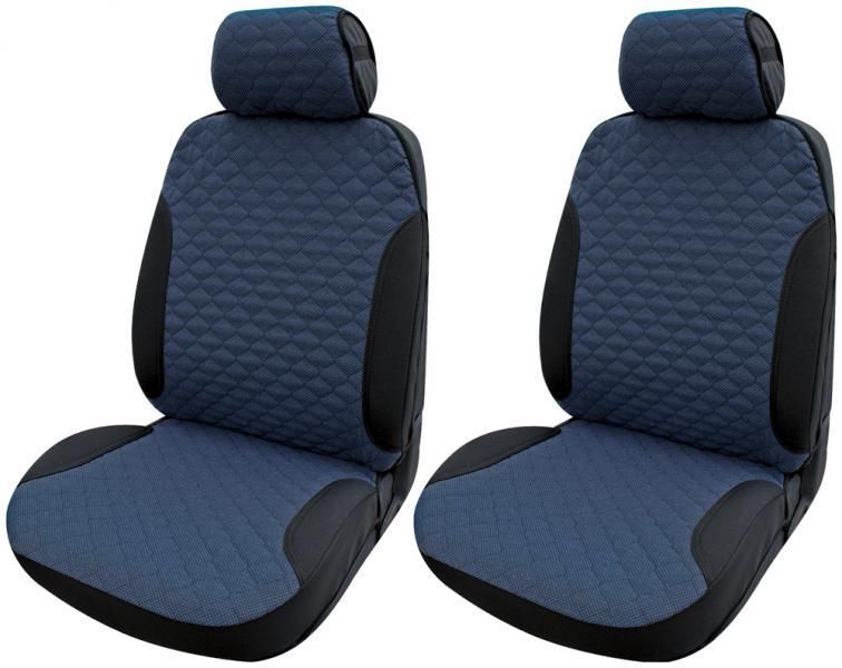 Cora Centauro front seat covers, universal size, quilted cotton blend fabric, air force blue/black