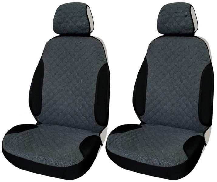 Fundas para asientos delanteros Cora Centauro, tamaño universal, tejido de mezcla de algodón acolchado, color antracita/negro