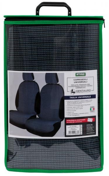 Cora Centauro front seat covers, universal size, air force blue striped cotton blend fabric