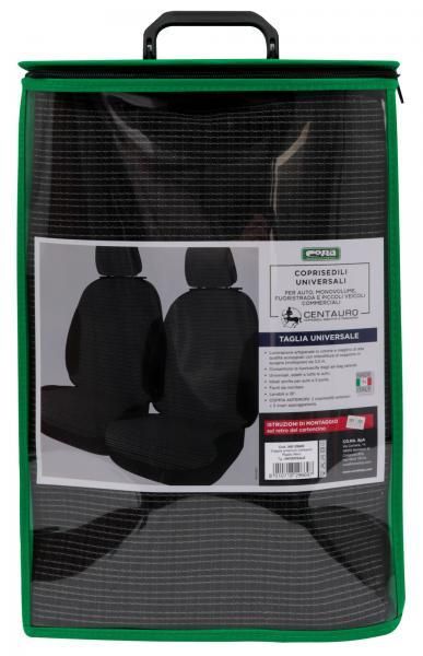 Cora Centauro front seat covers, universal size, black striped cotton blend fabric