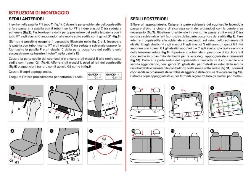 Cora Serie completa coprisedili Fast&Smart tg. speciale tessuto misto cotone antracite/nero