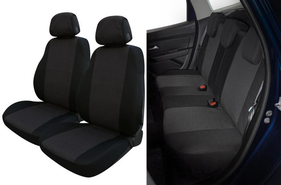 Cora Serie completa de fundas de asiento Fast&Smart, tamaño especial, tejido mezcla de algodón antracita/negro