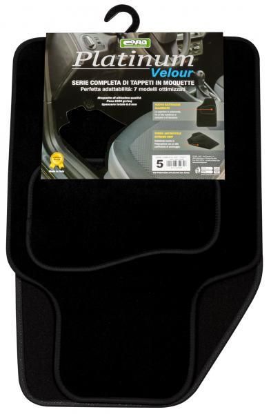 Juego de 4 alfombras Cora de terciopelo negro platino, modelo 5