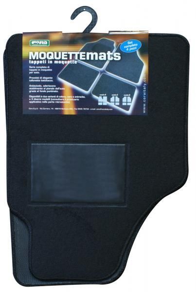 Cora Set 4 tappeti moquette Moquettemats nero modello B