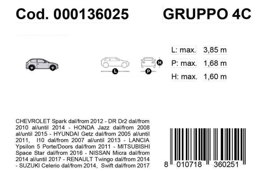 Cora Copriauto Gabardine Car modello 4/C