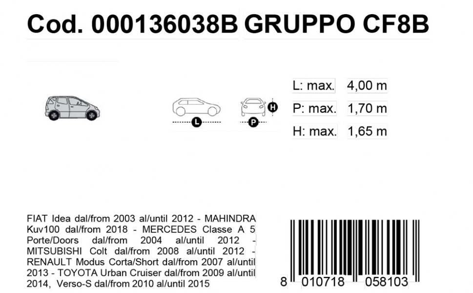 Cora Copriauto Gabardine Car modello VAN 8B