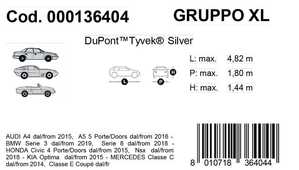 Funda para coche Cora Topcover Silver XL