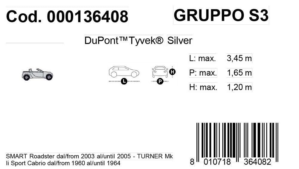Cora Topcover Silberne Autoabdeckung Modell S3