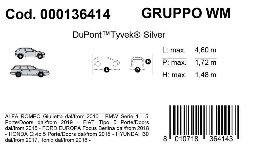 Cora Copriauto Topcover Silver modello WM