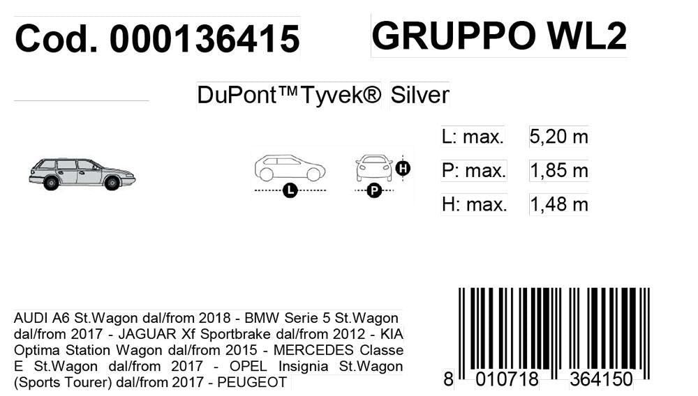 Cora Copriauto Topcover Silver modello WL2