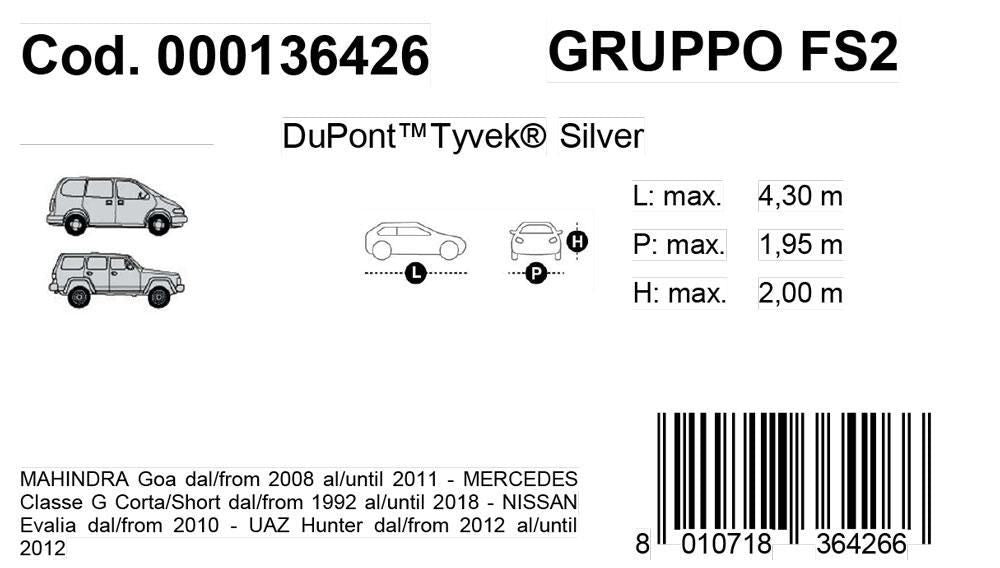 Cora Copriauto Topcover Silver modello FS2
