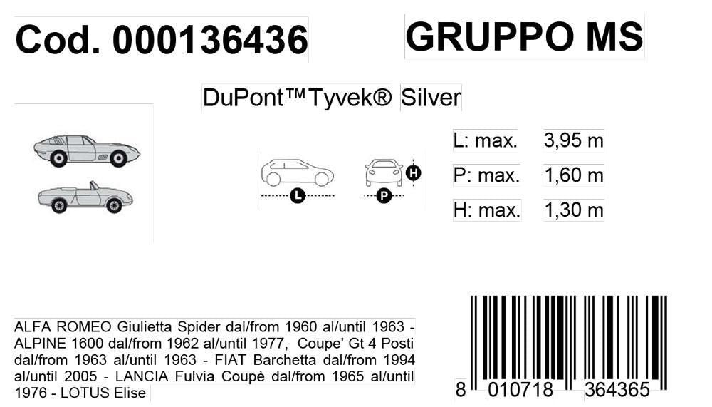 Cora Topcover Silberne Autoabdeckung Modell MS