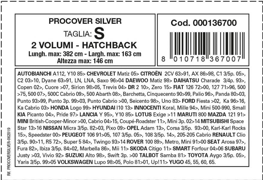 Cora Copriauto Procover Silver modello S