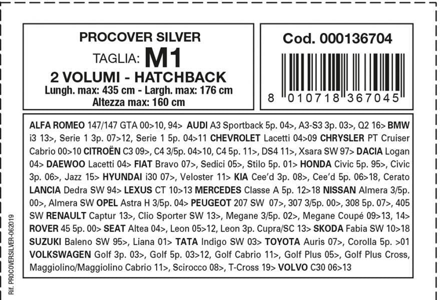 Cora Copriauto Procover Silver modello M1