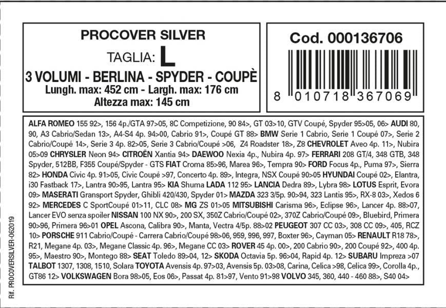 Cora Copriauto Procover Silver modello L