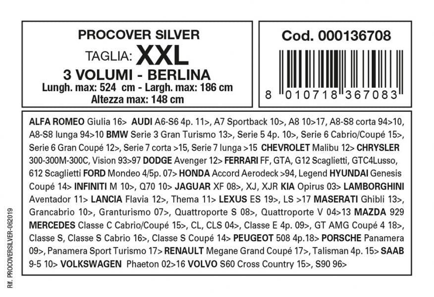 Cora Copriauto Procover Silver modello XXL
