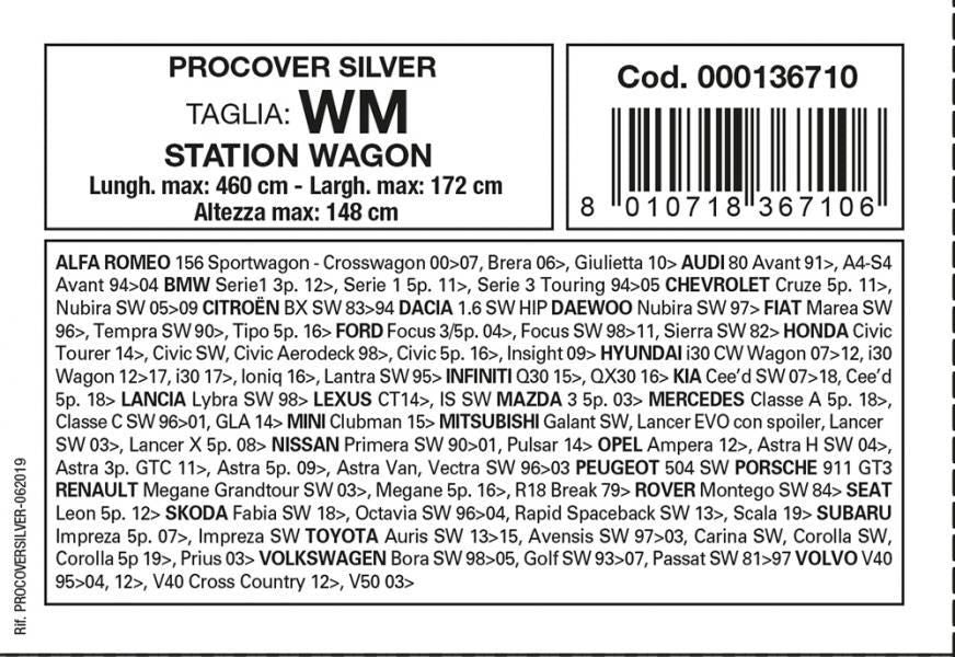 Cora Copriauto Procover Silver modello WM