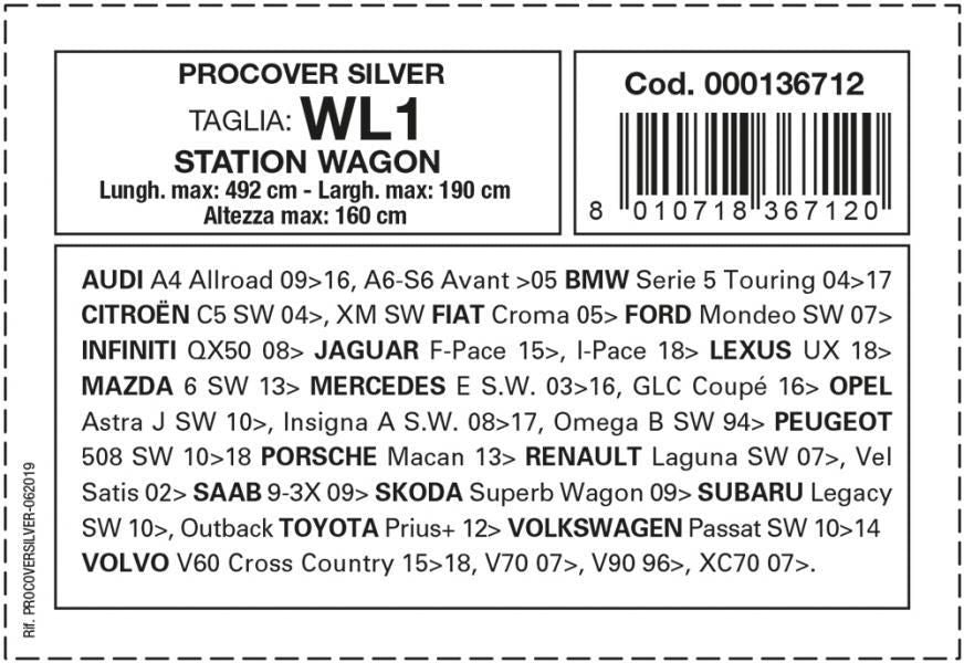Cora Copriauto Procover Silver modello WL1