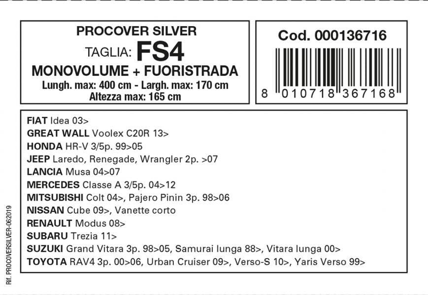Cora Copriauto Procover Silver modello FS4