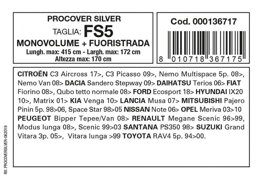 Cora Copriauto Procover Silver mod. FS5