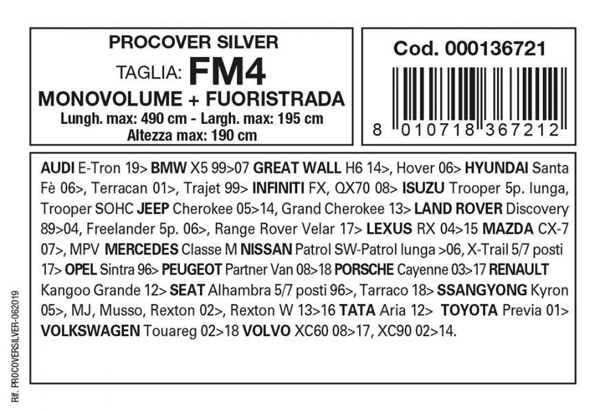 Cora Copriauto Procover Silver modello FM4