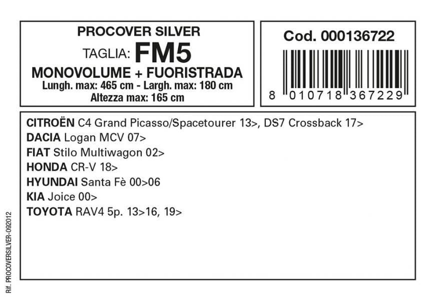 Cora Copriauto Procover Silver modello FM5