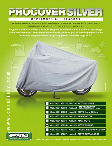Cora Procover Silberne Motorradabdeckung Modell E