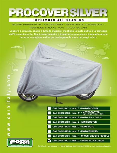 Cora Procover Silberne Motorradabdeckung Modell G