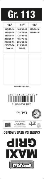 Cora Snow Chains for Campers and Vans Maxi Grip 15 mm Group 113