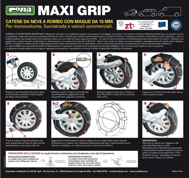 Cora Schneeketten für Wohnmobile und Vans Maxi Grip 15 mm Gruppe 114