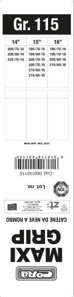 Cora Catene neve Camper e Furgoni Maxi Grip 15 mm gruppo 115