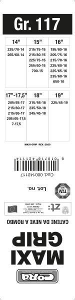 Cora Schneeketten für Wohnmobile und Vans Maxi Grip 15 mm Gruppe 117