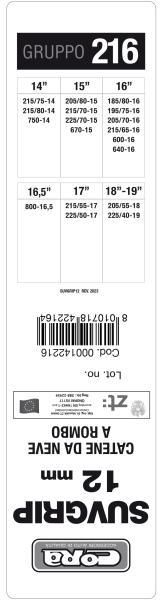 Cora Catene neve Suv-Grip 12 mm gruppo 216