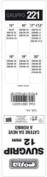 Cora Catene neve Suv-Grip 12 mm gruppo 221