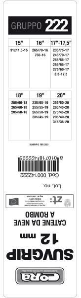 Cora Catene neve Suv-Grip 12 mm gruppo 222