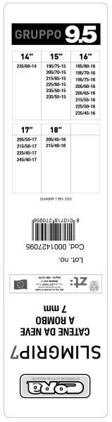 Cora Slimgrip 7mm Schneeketten, Gruppe 9.5