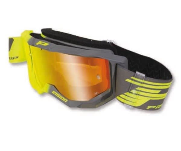 Progrip Maschera Motocross 3300-347 FL Giallo Fl/Grigio Multistrato Specchio